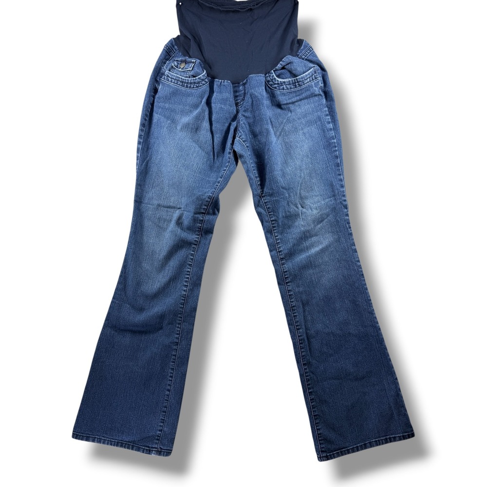 Oh Baby by Motherhood Maternity Jeans L Blue Bootcut Full Belly Panel 1602